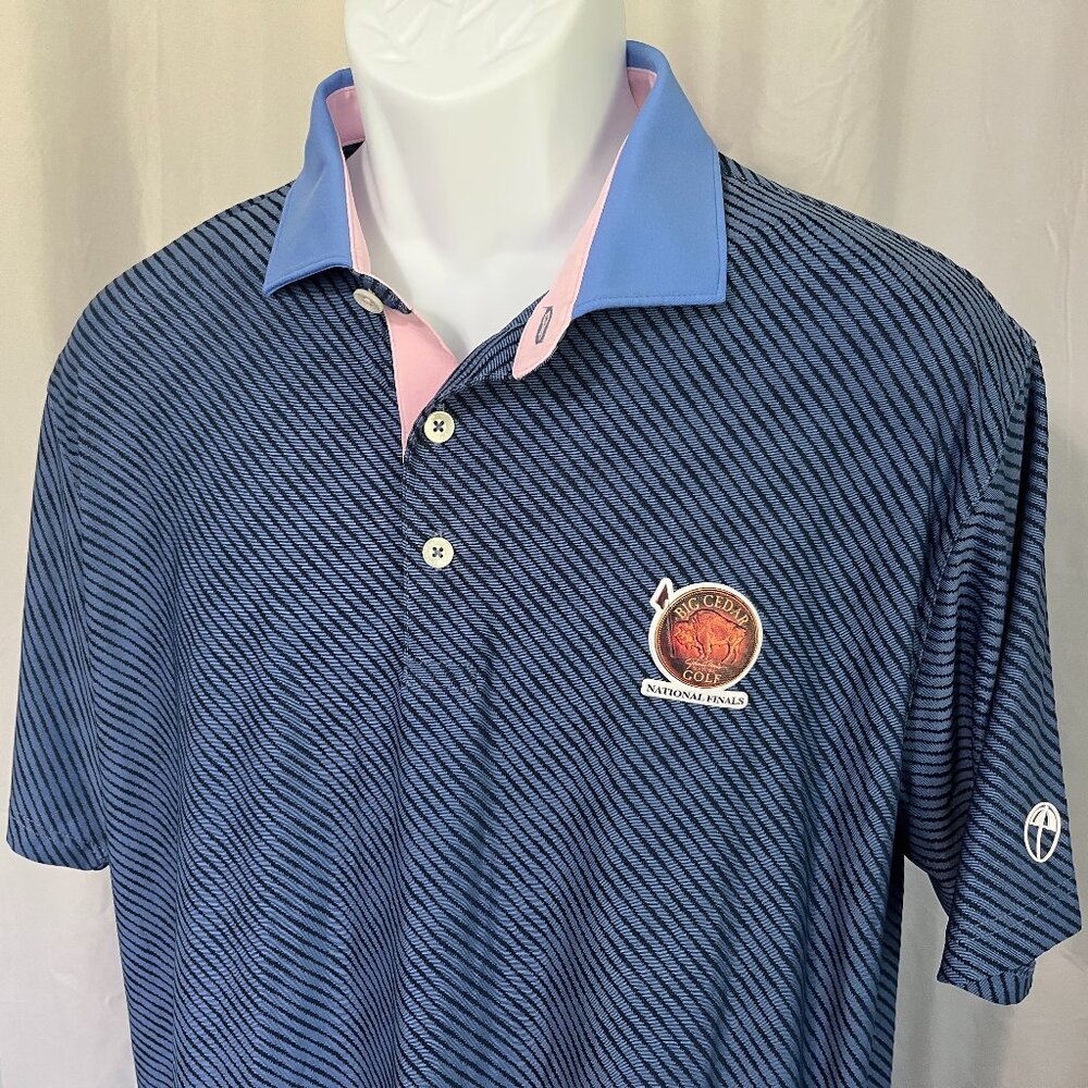 ⛳️ Puma Golf Men’s Arnold Palmer Big Cedar Polo L Blue Pink EUC 🌴